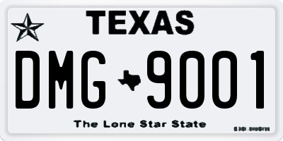 TX license plate DMG9001