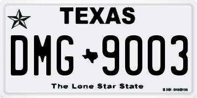 TX license plate DMG9003
