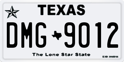 TX license plate DMG9012