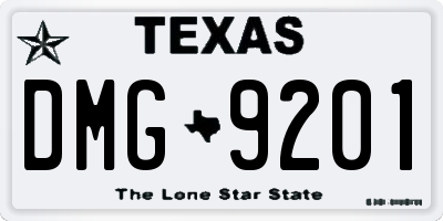 TX license plate DMG9201