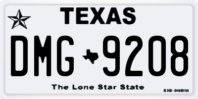 TX license plate DMG9208