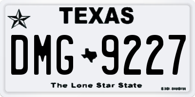 TX license plate DMG9227