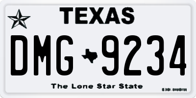 TX license plate DMG9234