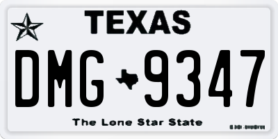 TX license plate DMG9347