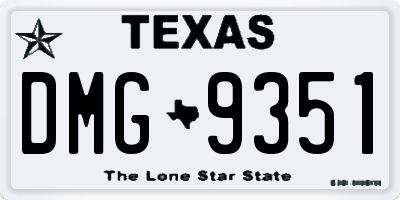 TX license plate DMG9351
