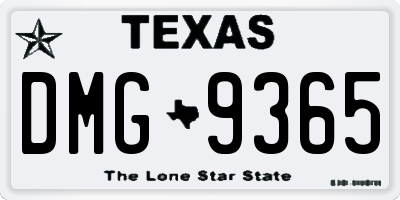 TX license plate DMG9365