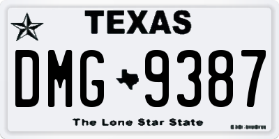 TX license plate DMG9387