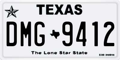 TX license plate DMG9412