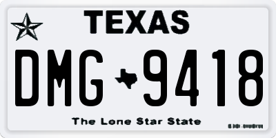 TX license plate DMG9418