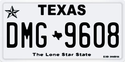 TX license plate DMG9608