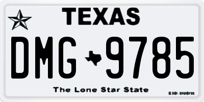 TX license plate DMG9785