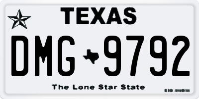 TX license plate DMG9792