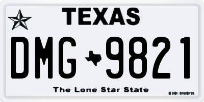 TX license plate DMG9821