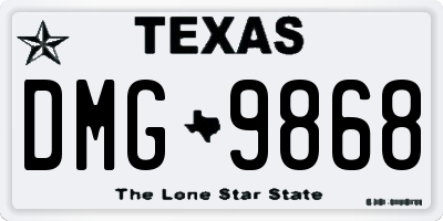 TX license plate DMG9868