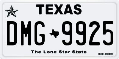 TX license plate DMG9925