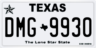 TX license plate DMG9930
