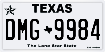 TX license plate DMG9984