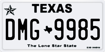 TX license plate DMG9985
