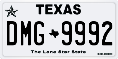 TX license plate DMG9992
