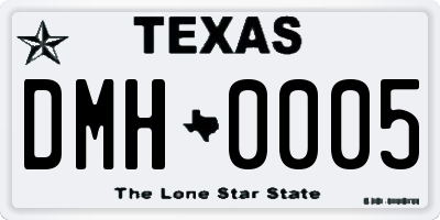 TX license plate DMH0005
