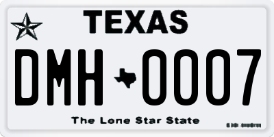 TX license plate DMH0007