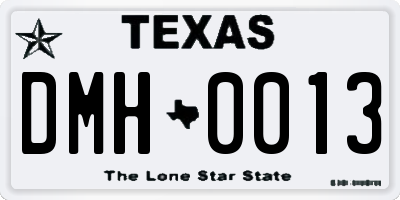 TX license plate DMH0013