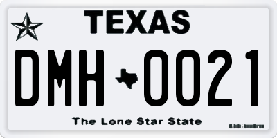TX license plate DMH0021