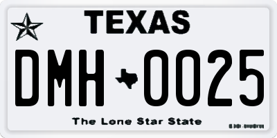 TX license plate DMH0025