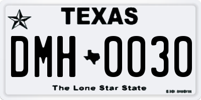 TX license plate DMH0030