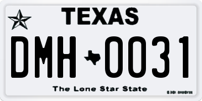 TX license plate DMH0031