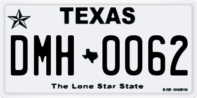 TX license plate DMH0062