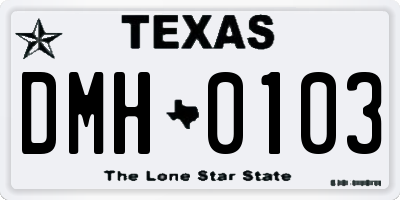 TX license plate DMH0103