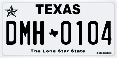 TX license plate DMH0104