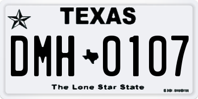TX license plate DMH0107