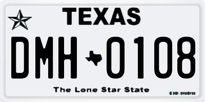 TX license plate DMH0108