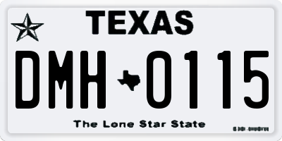 TX license plate DMH0115
