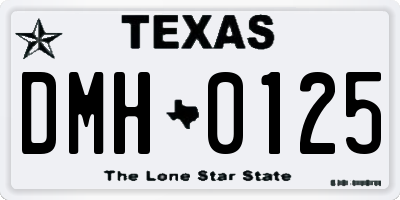 TX license plate DMH0125