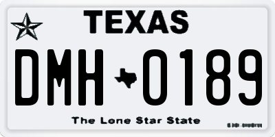 TX license plate DMH0189