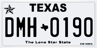 TX license plate DMH0190