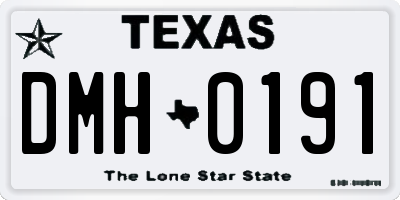 TX license plate DMH0191