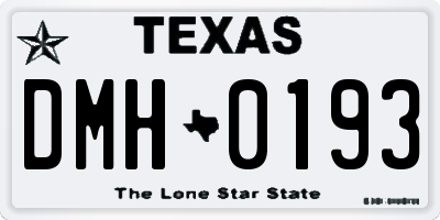 TX license plate DMH0193