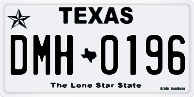TX license plate DMH0196
