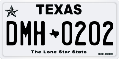 TX license plate DMH0202