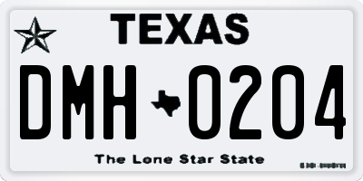 TX license plate DMH0204