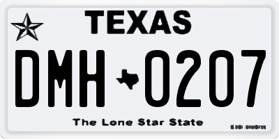 TX license plate DMH0207