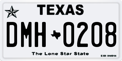 TX license plate DMH0208