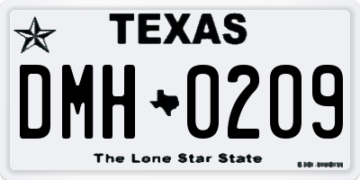 TX license plate DMH0209