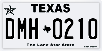 TX license plate DMH0210