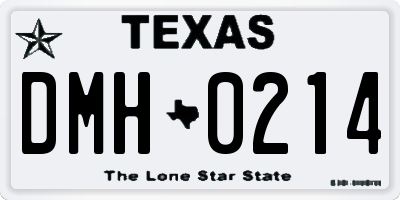 TX license plate DMH0214