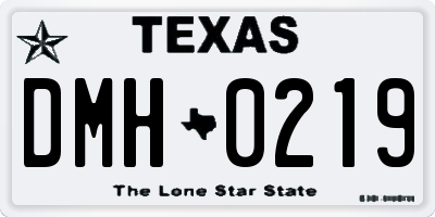 TX license plate DMH0219